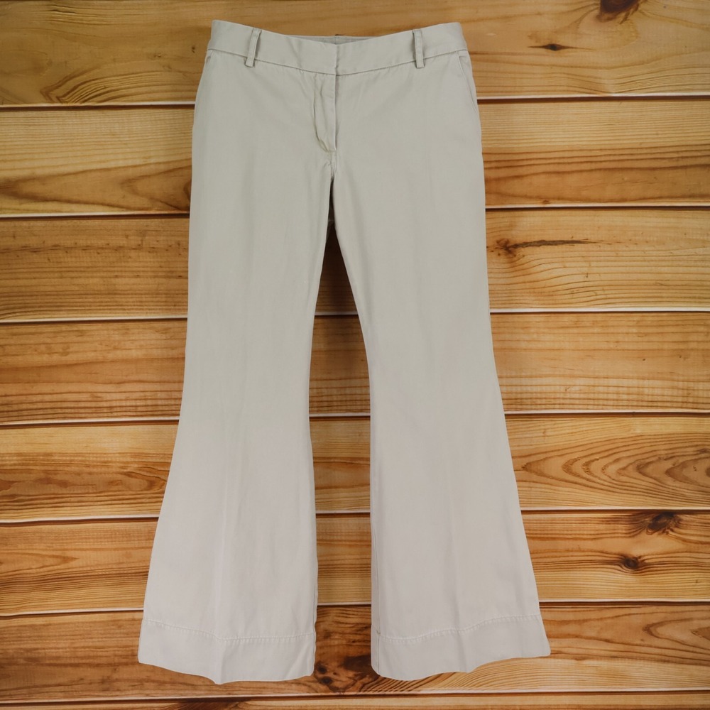 The Limited Pants Womens 8 Beige Cotton Flared Leg Pockets‎ Mid Rise Flat Front